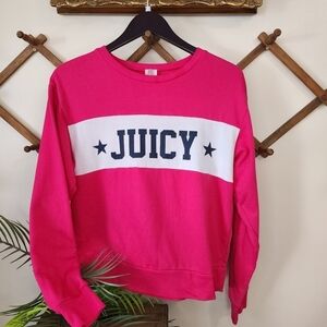 Juicy Couture Sweatshirt Womens Small Pink "JUICY" Spellout Spirit Barbiecore